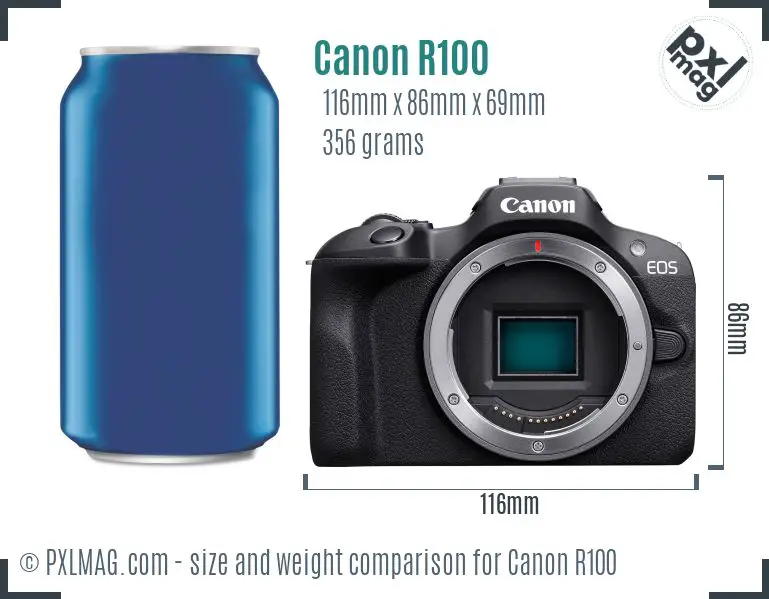 Canon EOS R100 dimensions scale