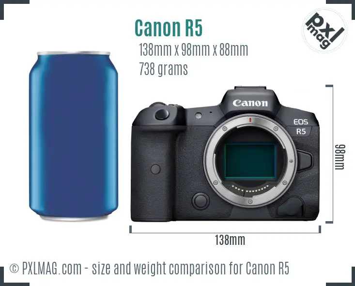 Canon EOS R5 dimensions scale