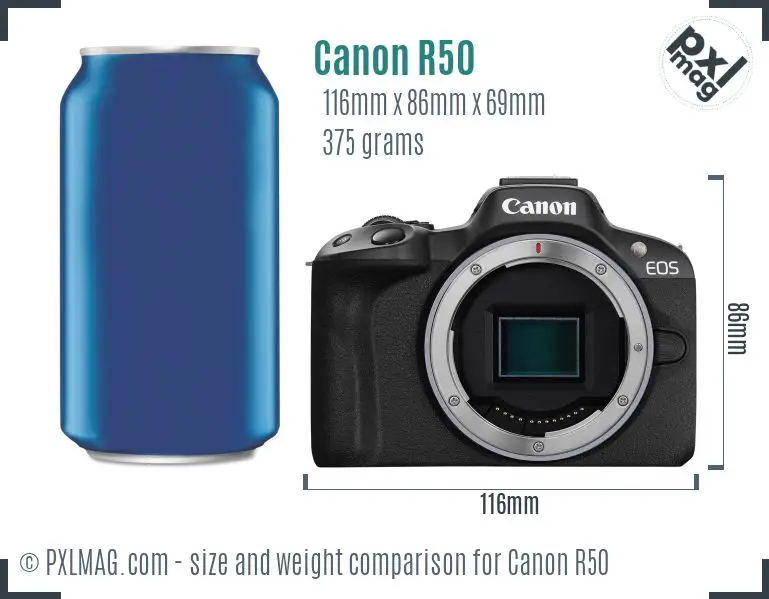 Canon EOS R50 dimensions scale