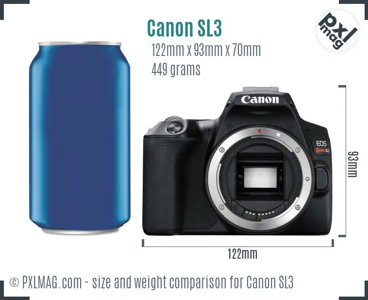 Canon EOS Rebel SL3 dimensions scale