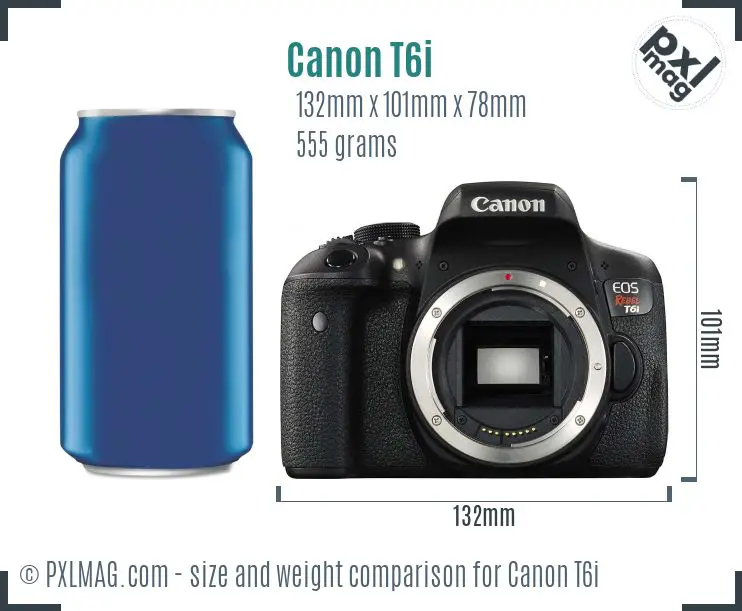 Canon EOS Rebel T6i dimensions scale