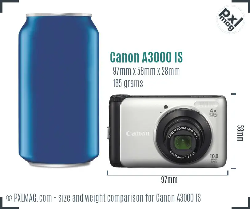 Canon PowerShot A3000 IS dimensions scale