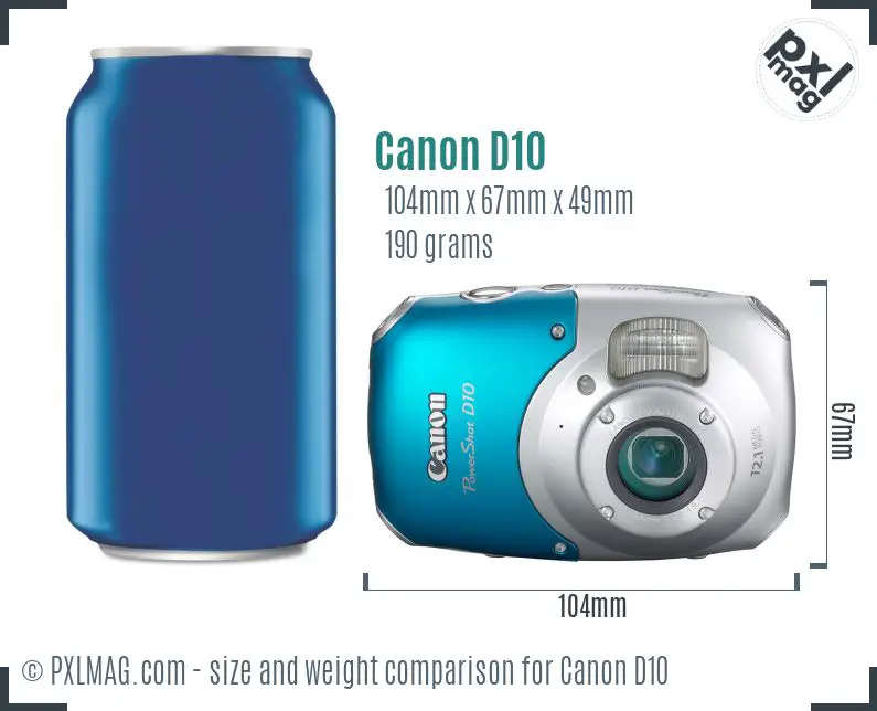 Canon PowerShot D10 dimensions scale