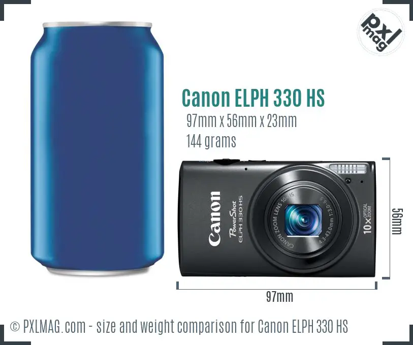 Canon PowerShot ELPH 330 HS dimensions scale