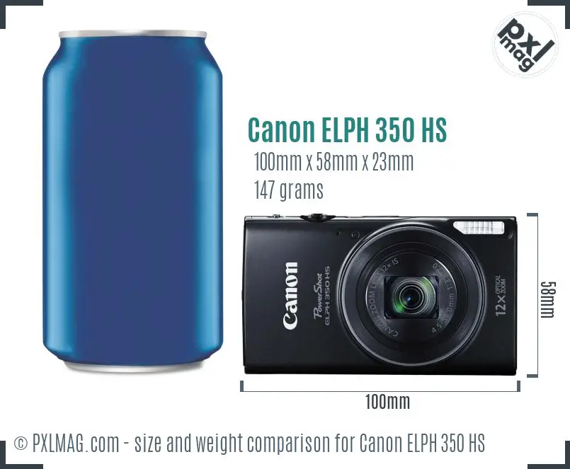 Canon PowerShot ELPH 350 HS dimensions scale