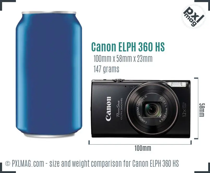 Canon PowerShot ELPH 360 HS dimensions scale