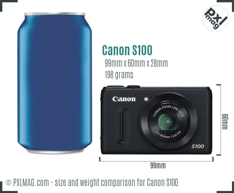 Canon PowerShot S100 dimensions scale