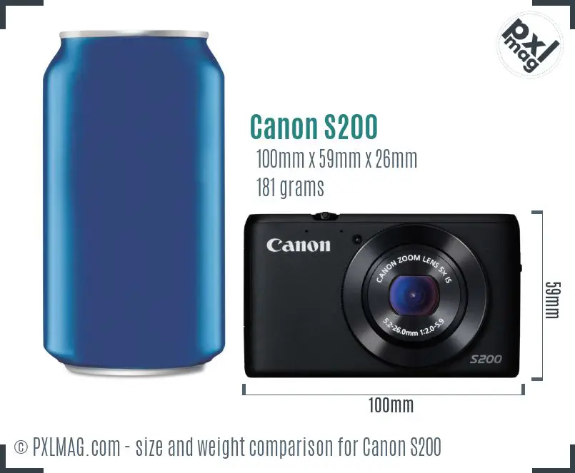 Canon PowerShot S200 dimensions scale