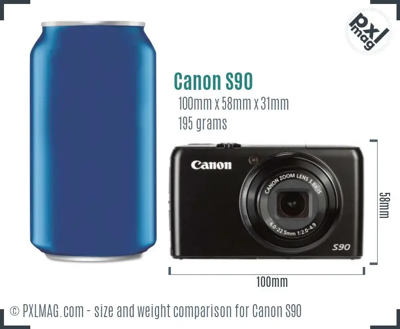 Canon PowerShot S90 dimensions scale