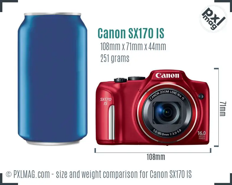 Canon PowerShot SX170 IS dimensions scale