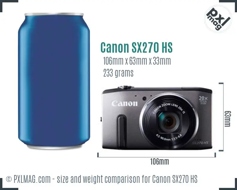 Canon PowerShot SX270 HS dimensions scale