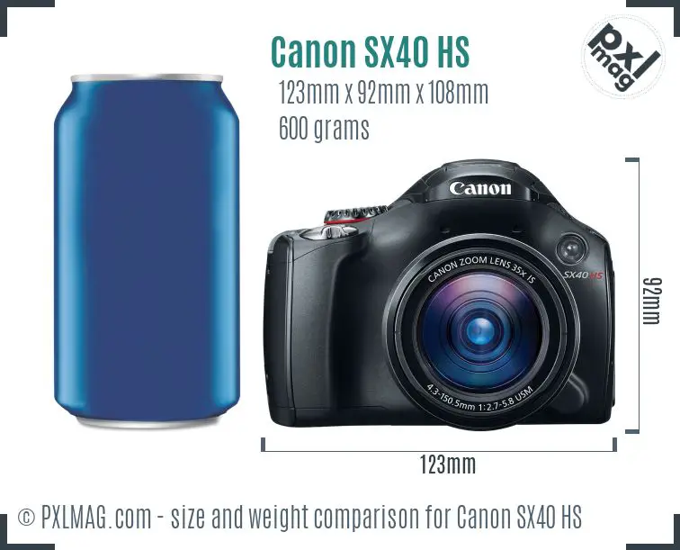 Canon PowerShot SX40 HS dimensions scale