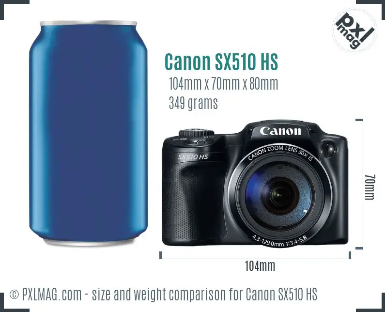 Canon PowerShot SX510 HS dimensions scale