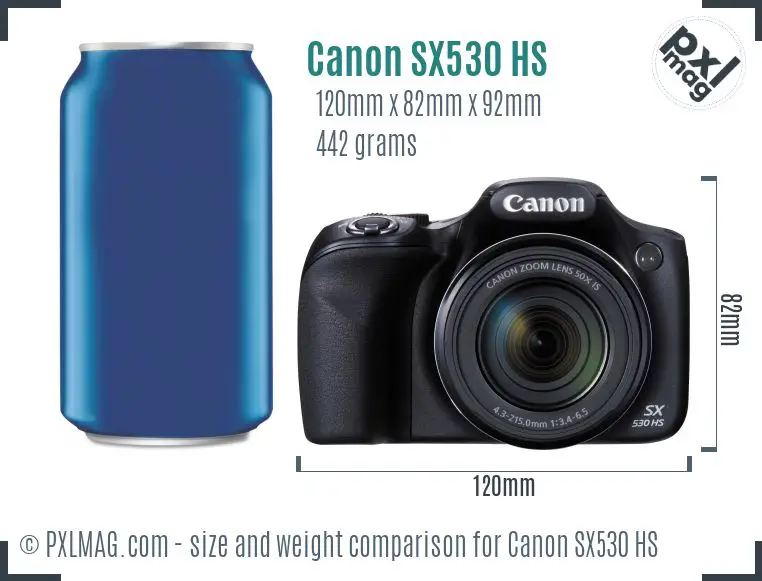 Canon PowerShot SX530 HS dimensions scale