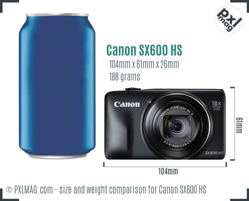 Canon PowerShot SX600 HS dimensions scale