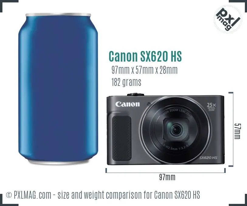 Canon PowerShot SX620 HS dimensions scale