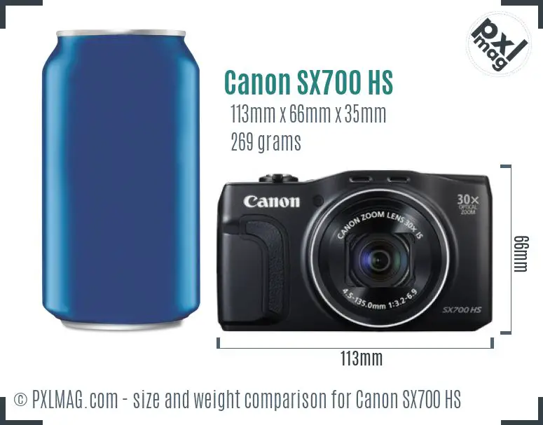 Canon PowerShot SX700 HS dimensions scale