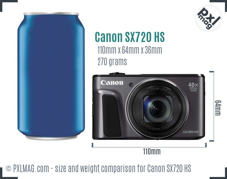 Canon PowerShot SX720 HS dimensions scale