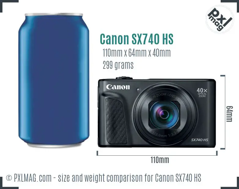 Canon PowerShot SX740 HS dimensions scale