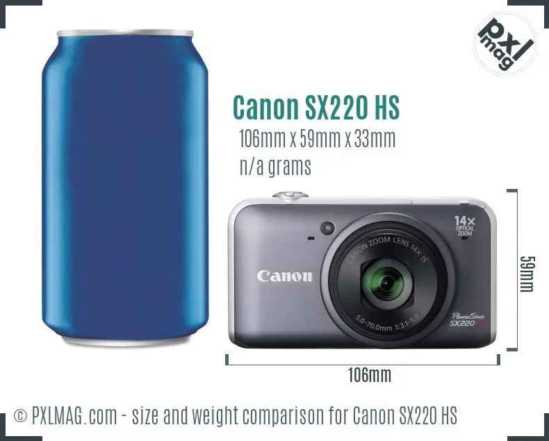 Canon SX220 HS dimensions scale
