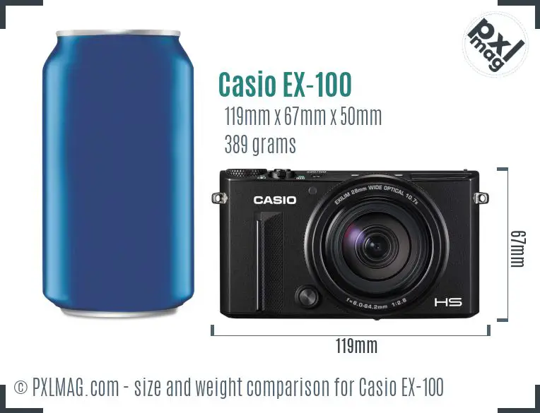 Casio Exilim EX-100 dimensions scale