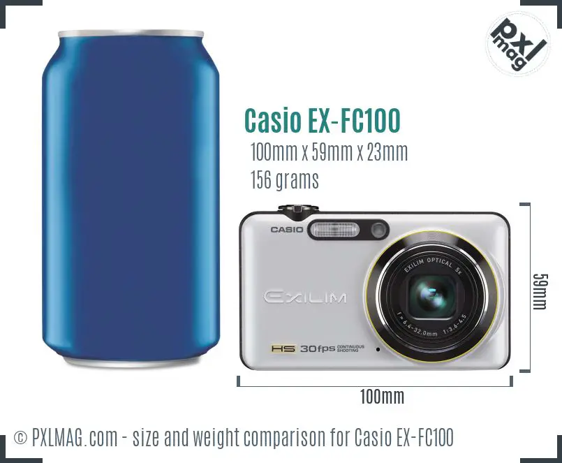 Casio Exilim EX-FC100 dimensions scale