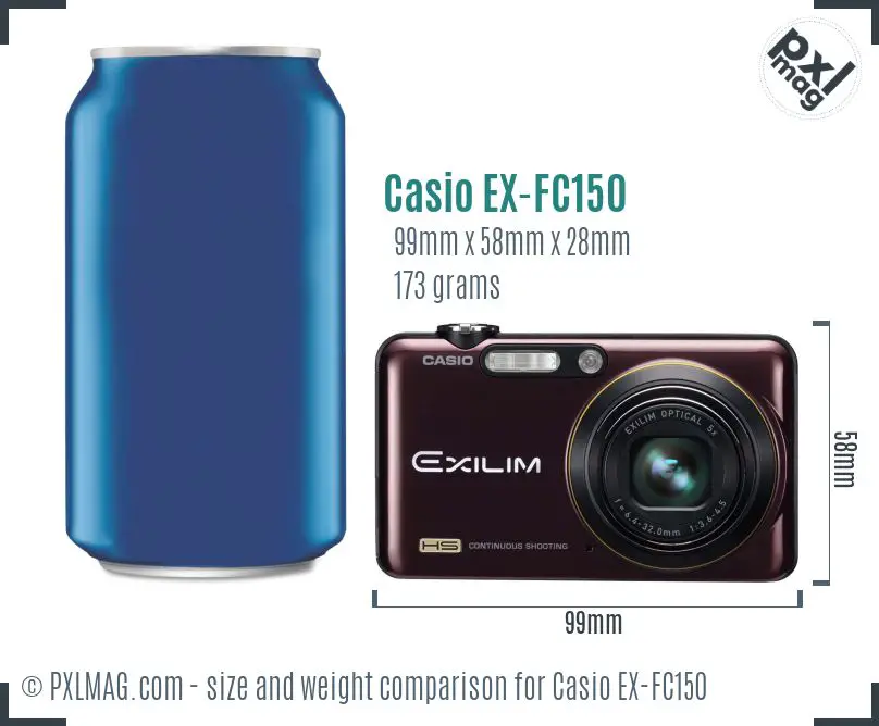 Casio Exilim EX-FC150 dimensions scale