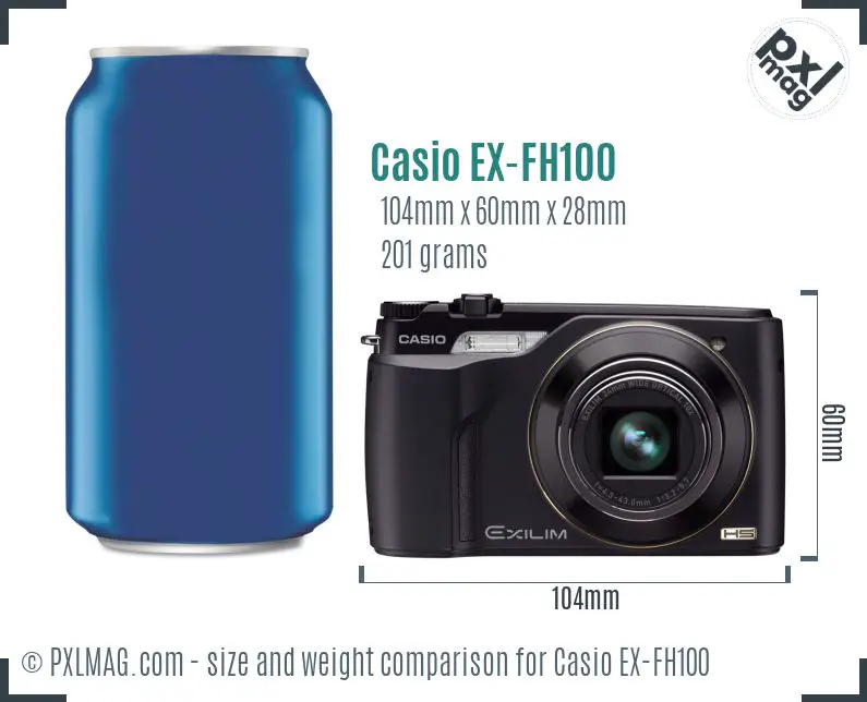 Casio Exilim EX-FH100 dimensions scale