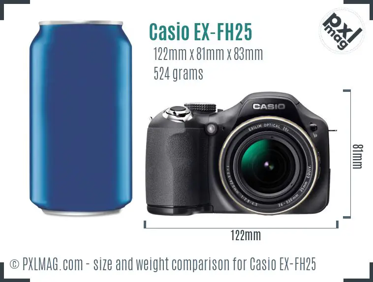Casio Exilim EX-FH25 dimensions scale