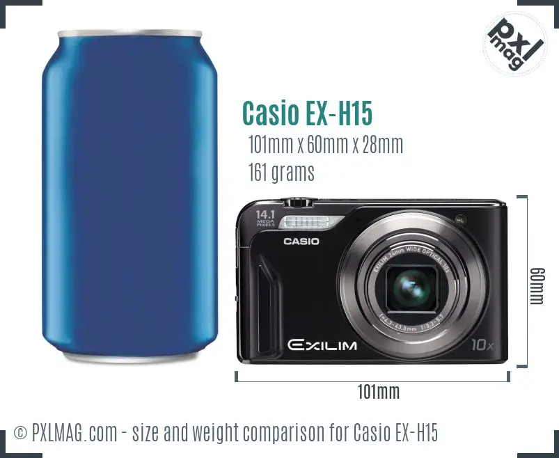 Casio Exilim EX-H15 dimensions scale