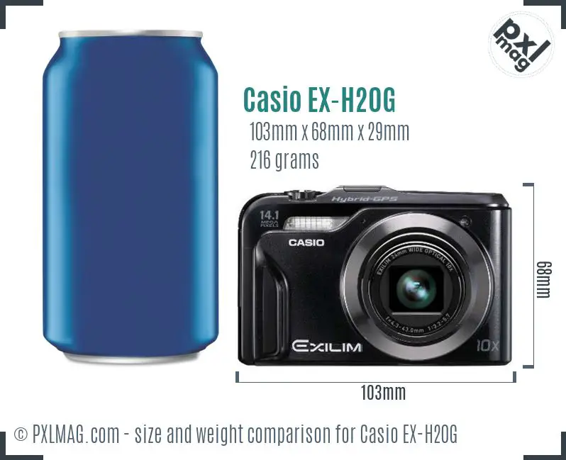 Casio Exilim EX-H20G dimensions scale