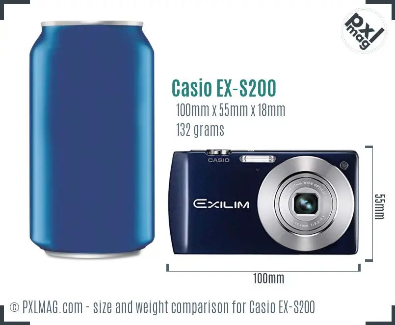 Casio Exilim EX-S200 dimensions scale