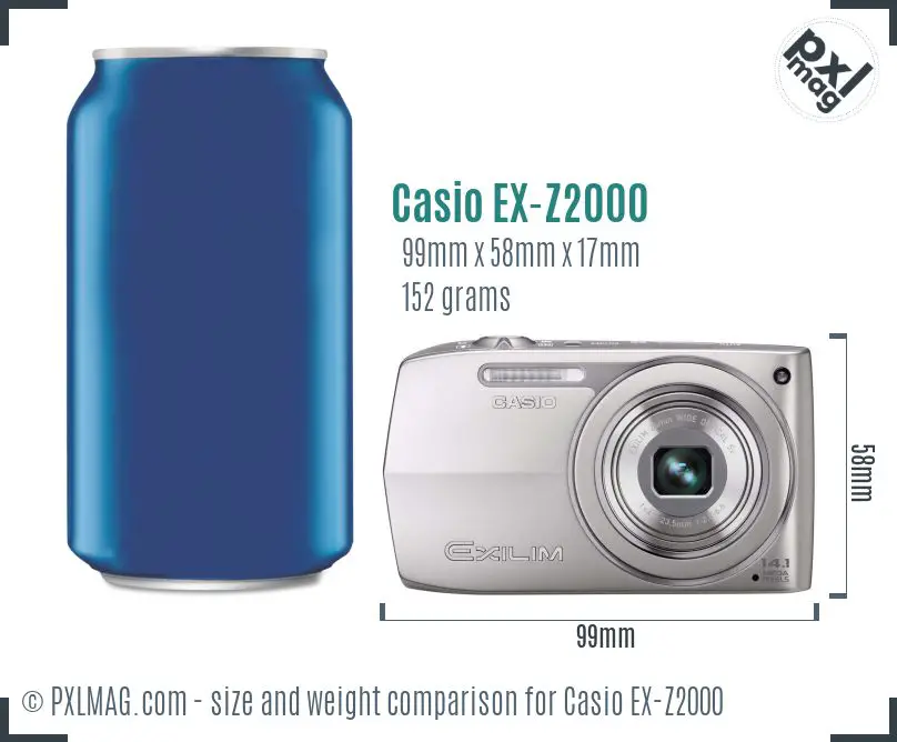 Casio Exilim EX-Z2000 dimensions scale