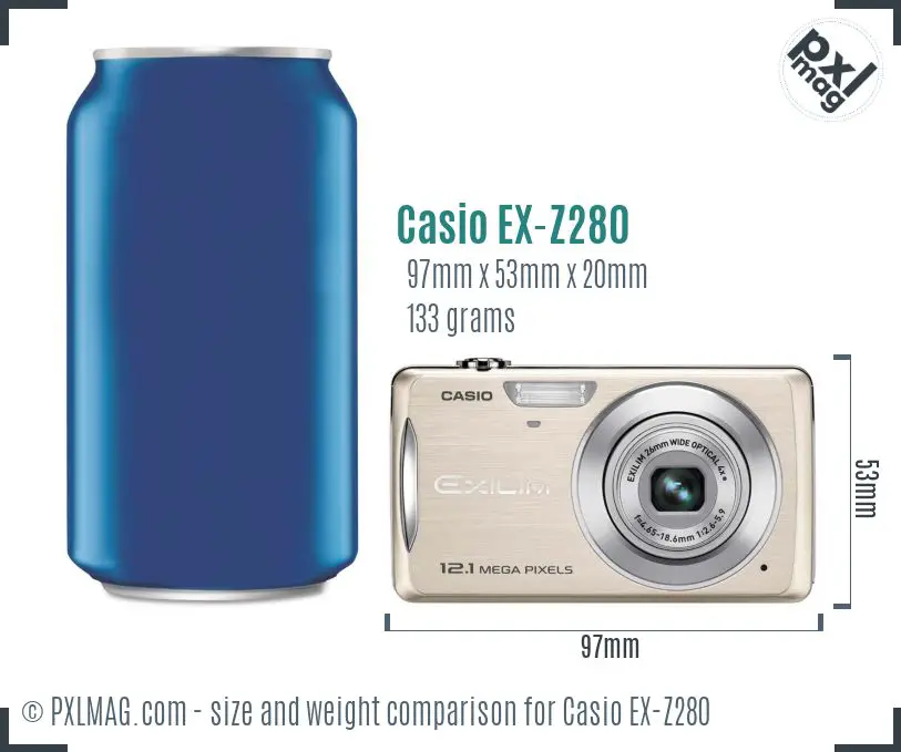 Casio Exilim EX-Z280 dimensions scale