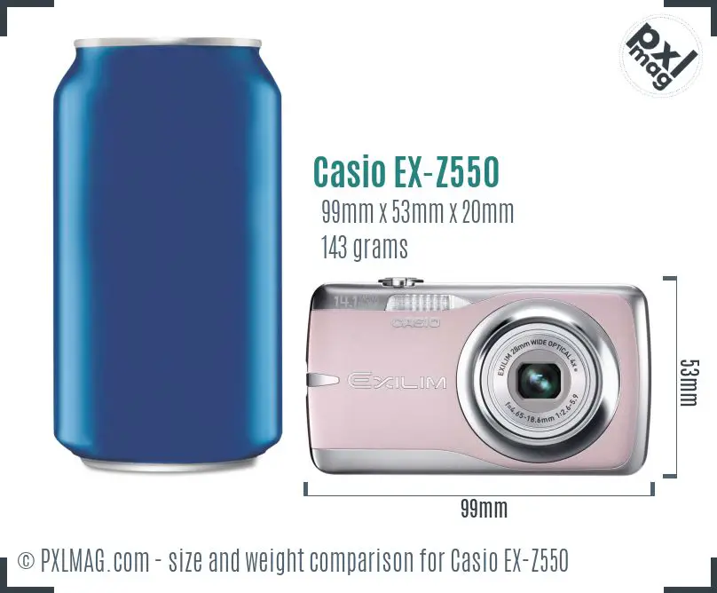 Casio Exilim EX-Z550 dimensions scale