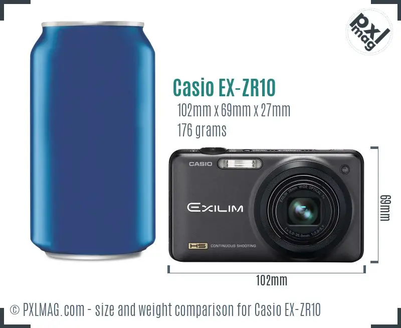 Casio Exilim EX-ZR10 dimensions scale