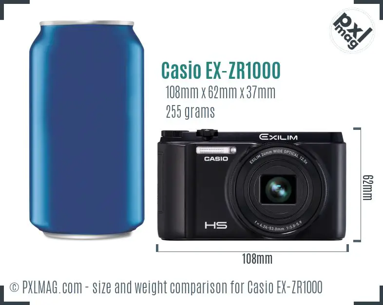 Casio Exilim EX-ZR1000 dimensions scale