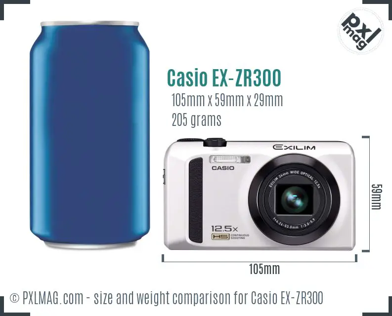 Casio Exilim EX-ZR300 dimensions scale