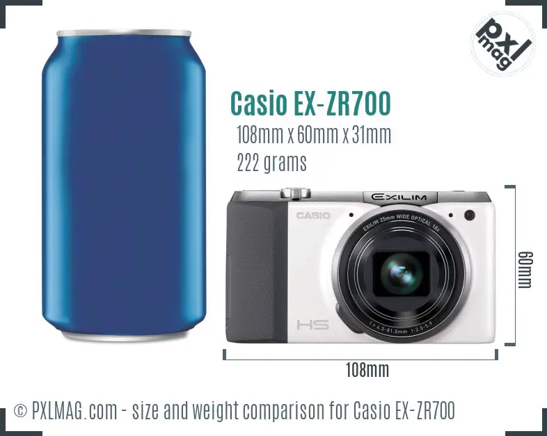 Casio Exilim EX-ZR700 dimensions scale