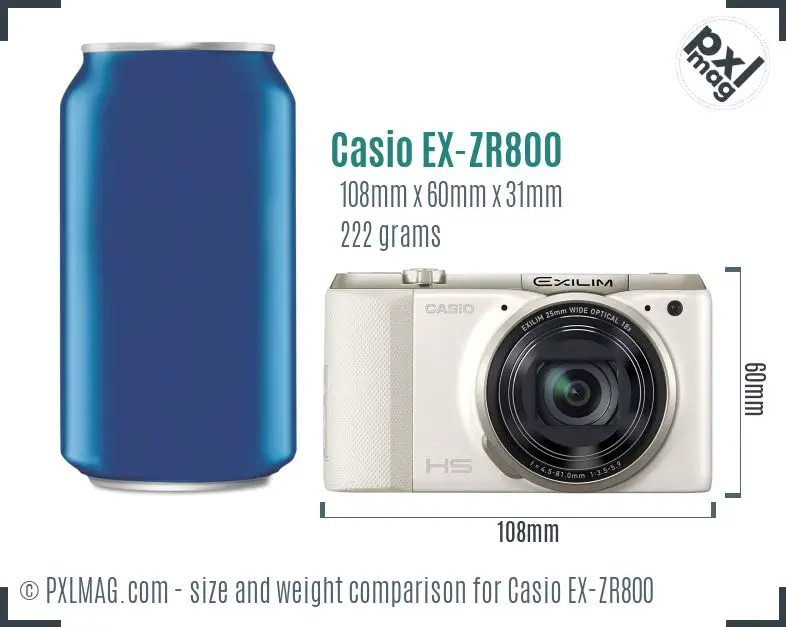 Casio Exilim EX-ZR800 dimensions scale