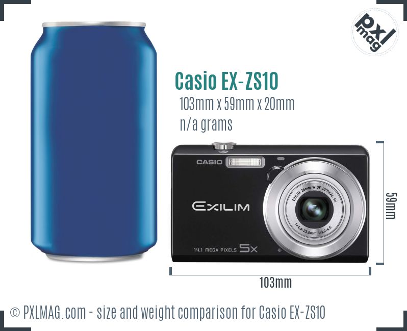 Casio Exilim EX-ZS10 dimensions scale