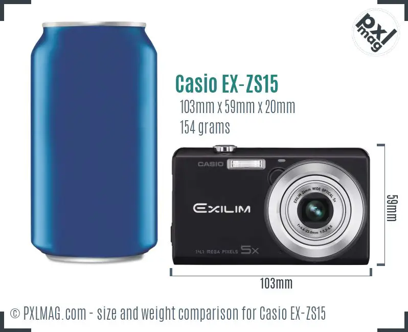 Casio Exilim EX-ZS15 dimensions scale