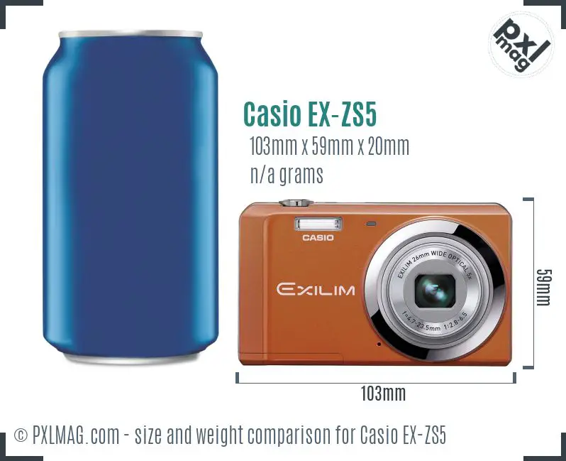 Casio Exilim EX-ZS5 dimensions scale