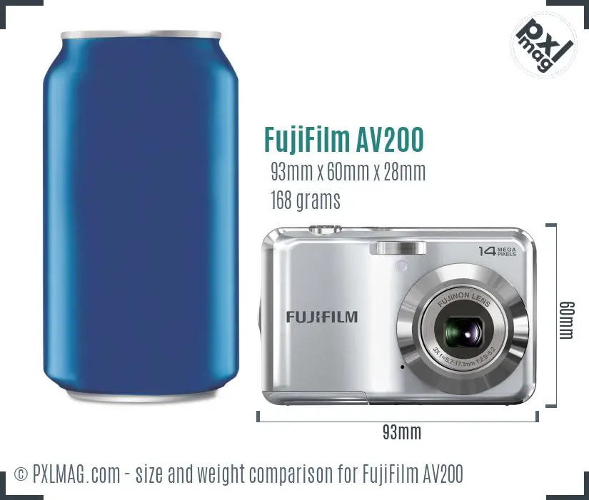 FujiFilm FinePix AV200 dimensions scale