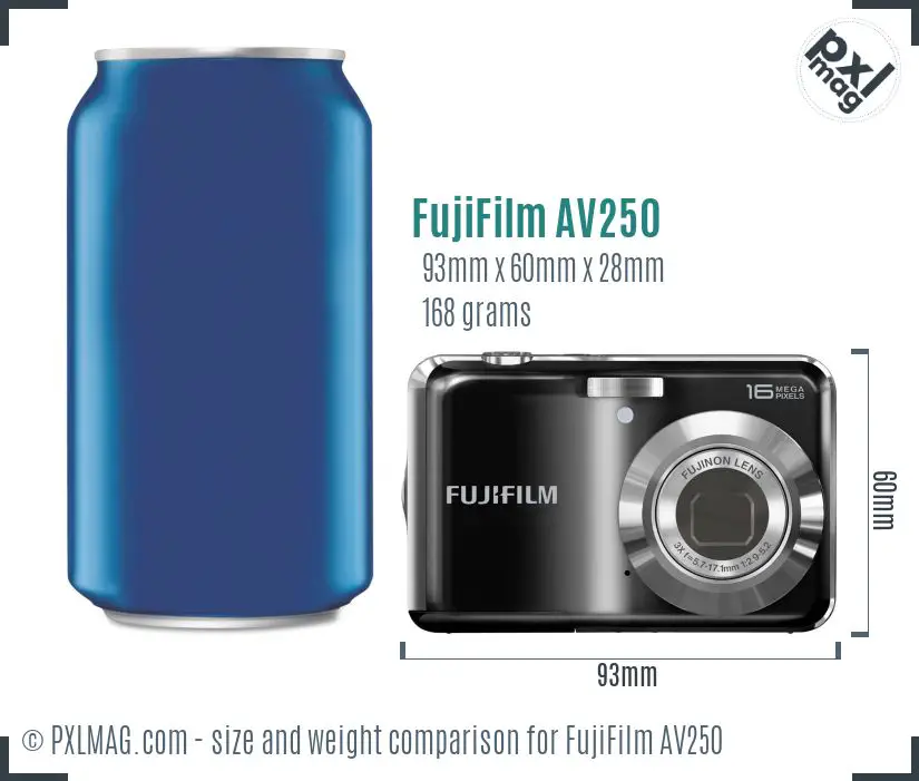 FujiFilm FinePix AV250 dimensions scale