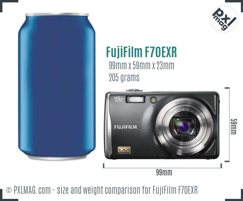 FujiFilm FinePix F70EXR dimensions scale