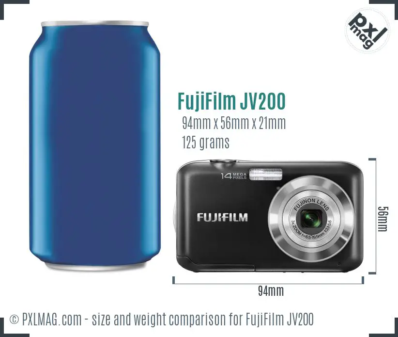 FujiFilm FinePix JV200 dimensions scale
