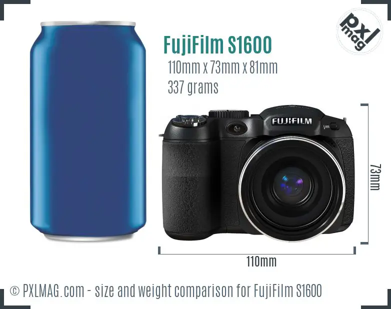FujiFilm FinePix S1600 dimensions scale