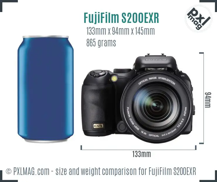 FujiFilm FinePix S200EXR dimensions scale