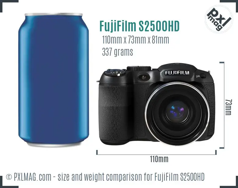 FujiFilm FinePix S2500HD dimensions scale
